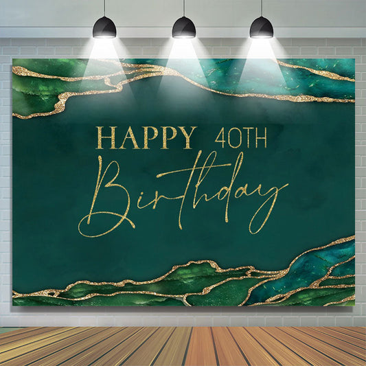Lofaris Emerald Green Gold Glitter 40th Birthday Backdrop