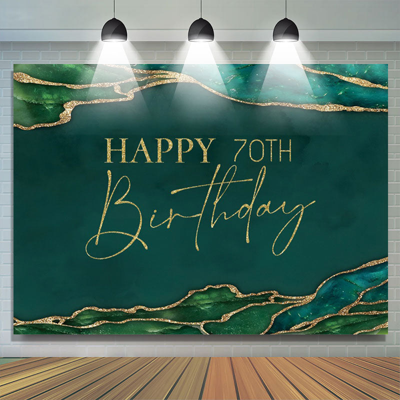 Lofaris Emerald Green Gold Letters 70th Birthday Backdrop