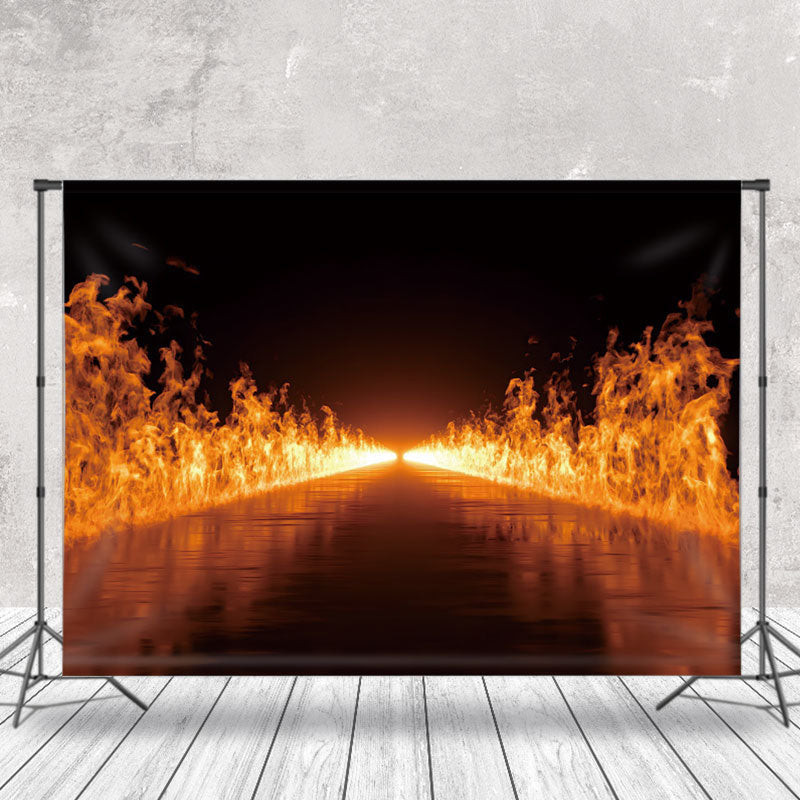 Lofaris Endless Burning Flame Road Backdrop For Photography