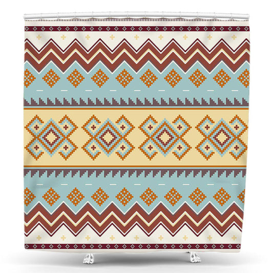 Lofaris Ethnic Mexican Blanket Pattern Yellow Shower Curtain