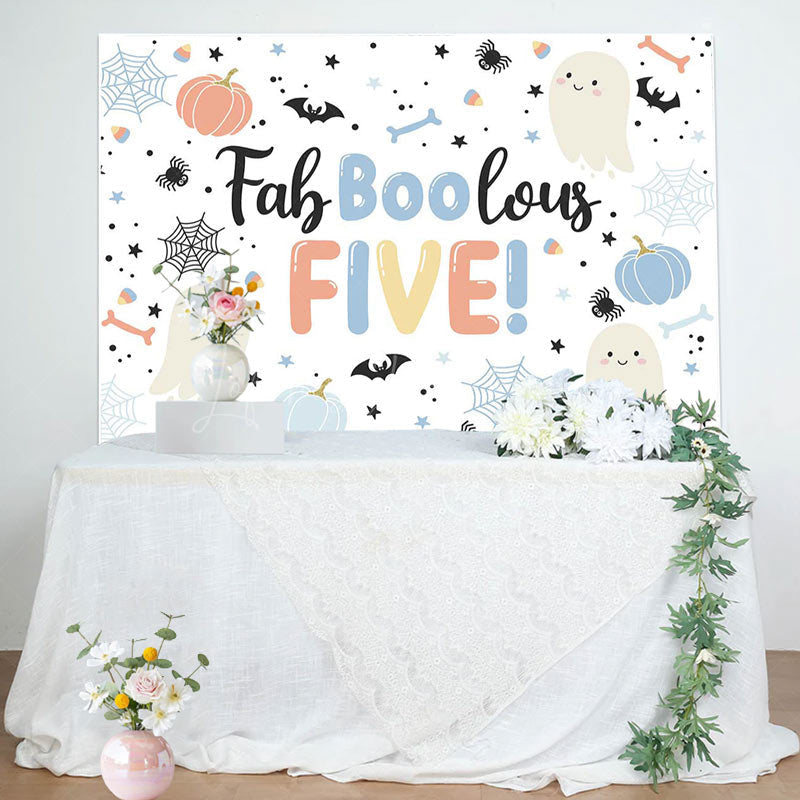Lofaris Faboolous Five Boo Halloween Boy Birthday Backdrop
