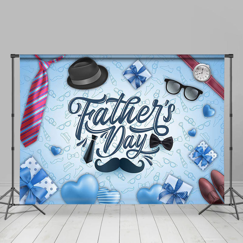 Lofaris Faded Blue Gifts Heart Tie Fathers Day Backdrop