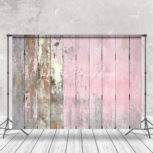 Lofaris Faded Pink Vintage Wooden Texture Wall Photo Backdrop
