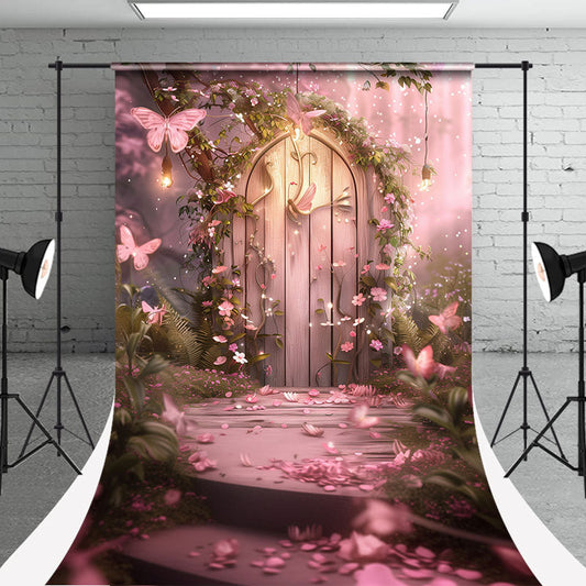 Lofaris Fairy Forest Wooden Door Butterfly Sweep Backdrop