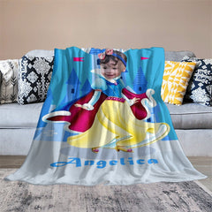 Lofaris Fairy Princess Castle Moon Girl Custom Photo Blanket