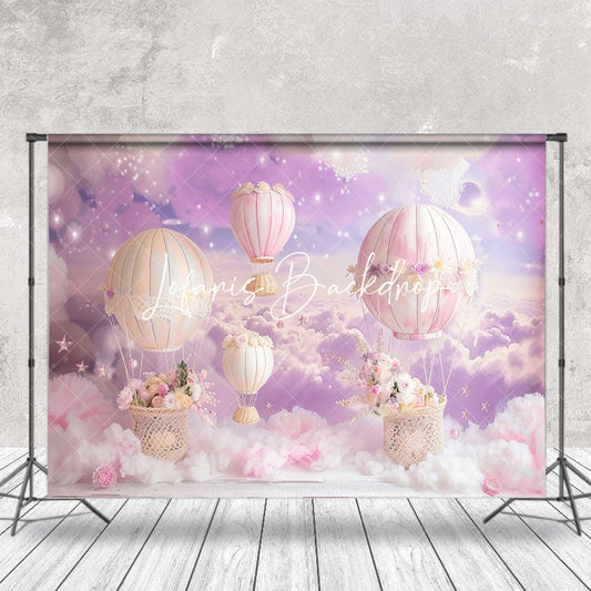 Lofaris Fairy Tale Clouds Hot Air Balloon Cake Smash Backdrop