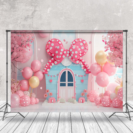 Lofaris Fairy Tale Pink Bow Tie Balloons Cake Smash Backdrop