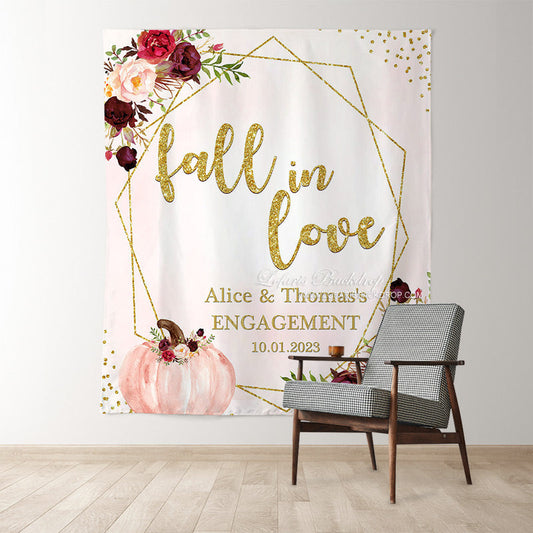Lofaris Fall in Love Pink Pumpkin Red Floral Wedding Backdrop
