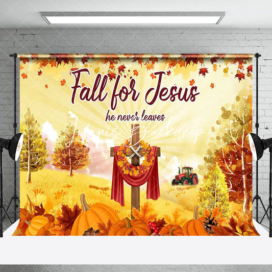 Lofaris Fall For Jesus Maple Leaf Wood Cross Party Backdrop