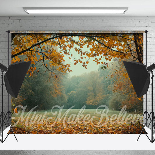 Lofaris Fallen Leaves Trees Grass Autumn Backdrop For Photo