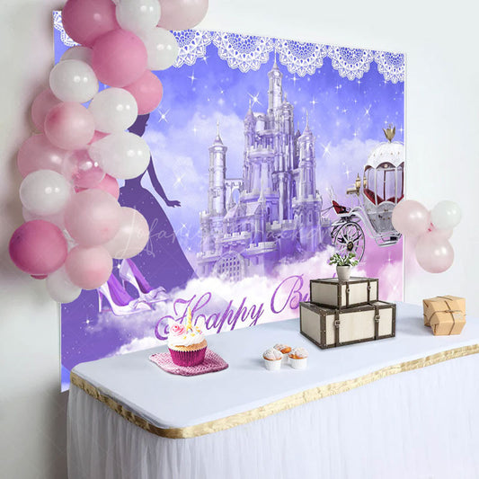 Lofaris Fantasy Purple Castle Princess Birthday Backdrop
