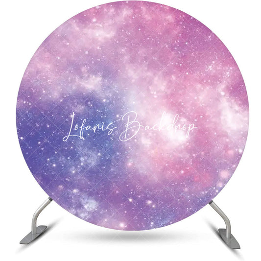 Lofaris Fantasy Purple Space Sparkly Round Birthday Backdrop