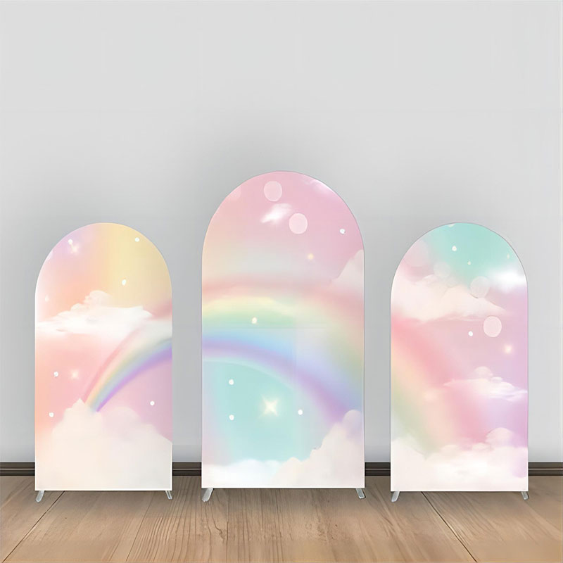 Lofaris Fantasy Sky Cloud Rainbow Birthday Arch Backdrop Kit