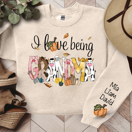 Lofaris Farm Animal I Love Being Grandma Custom Sweatshirt