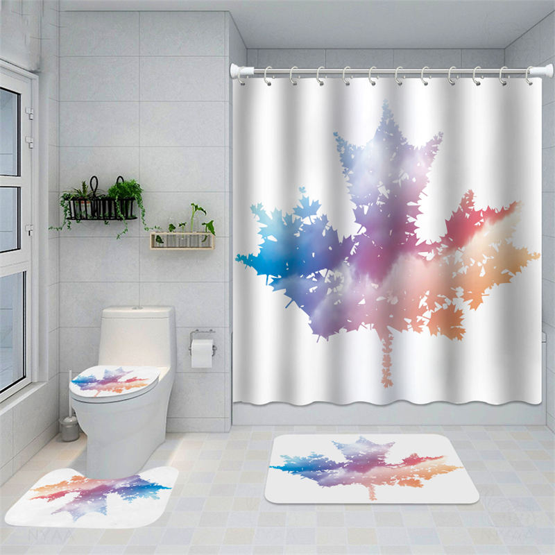 Lofaris Fashion Colorful Maple Leaf Decorative Bath Curtain