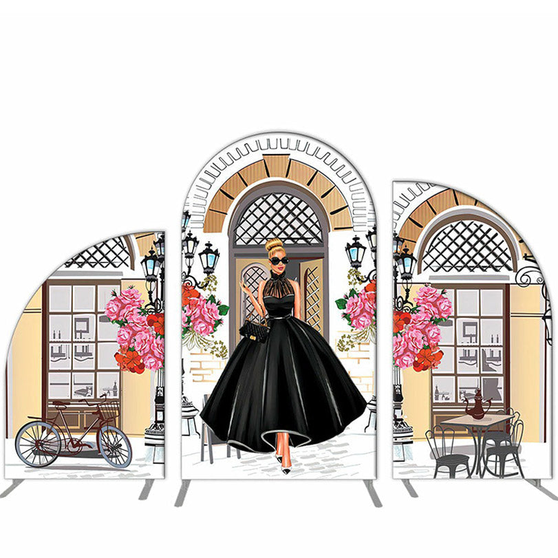 Lofaris Fashion Girl Street Cafe Birthday Arch Backdrop Kit