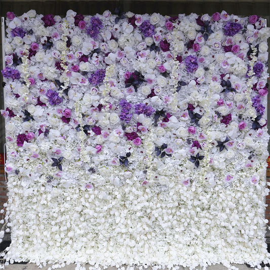 Lofaris Faux Purple And White Flower Wall Wedding Party Decor