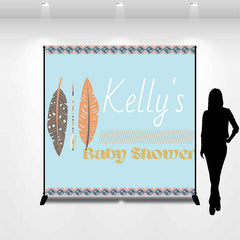 Lofaris Feather Indian Arrow Blue Custom Baby Shower Backdrop