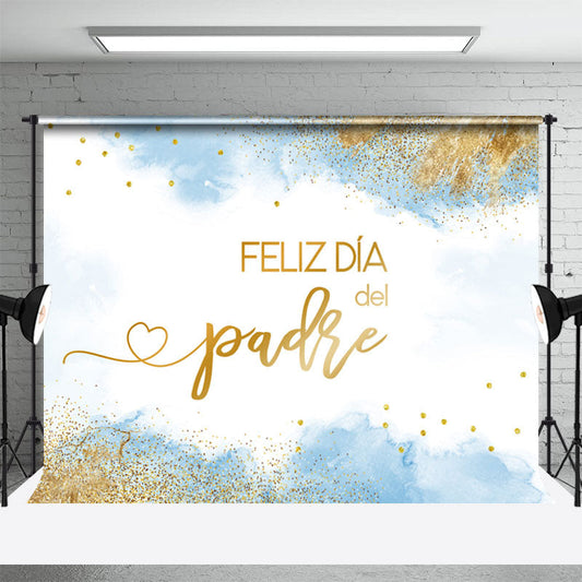 Lofaris Feliz Dia De Padre Blue Gold Fathers Day Backdrop