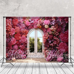 Lofaris Fine Art Vintage Floral Window Photography Backdrop