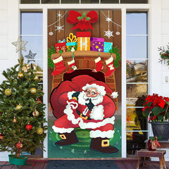 Lofaris Fireplace Santa Gift Stockings Christmas Door Cover