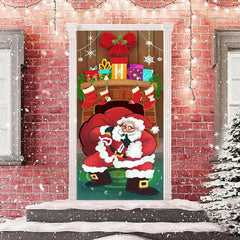 Lofaris Fireplace Santa Gift Stockings Christmas Door Cover