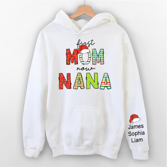 Lofaris First Mom Now Cute Christmas Customized Name Hoodie