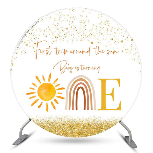 Lofaris First Trip Around Sun 1st Birthday Round Backdrop