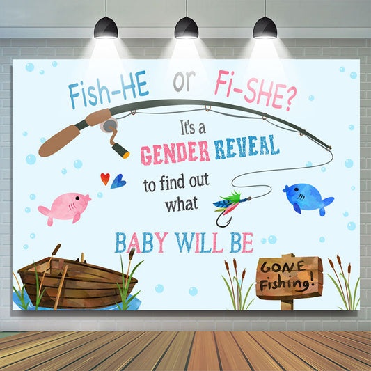 Lofaris Fish He Or She Baby Will Be Gender Reveal Backdrop