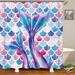 Lofaris Fish Scales Mermaid Tail Decorative Shower Curtain