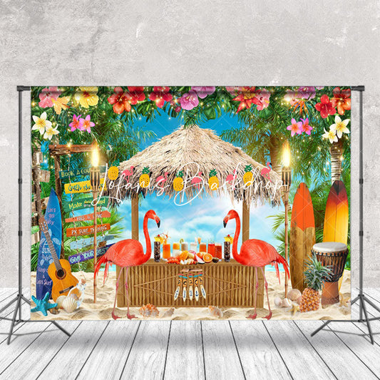 Lofaris Flamingo Beach Drink Party Summer Backdrop For Photo