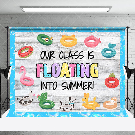 Lofaris Floating Into Summer Swimming Pool Wooden Backdrop