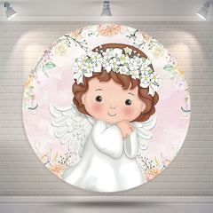 Lofaris Floral Baby Girls Round Baptism Backdrop Cover