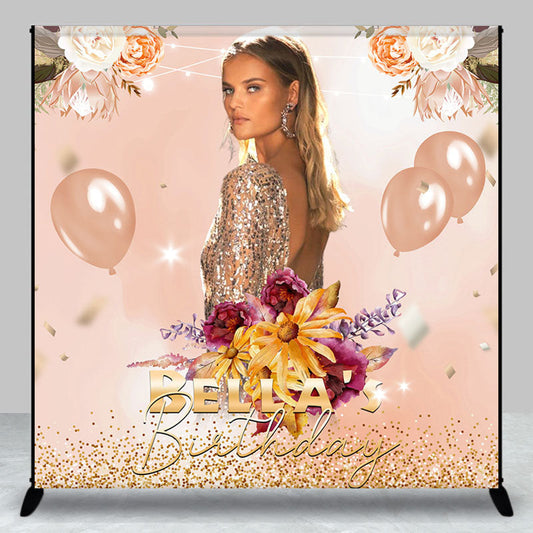 Lofaris Floral Balloon Custom Photo Women Birthday Backdrop