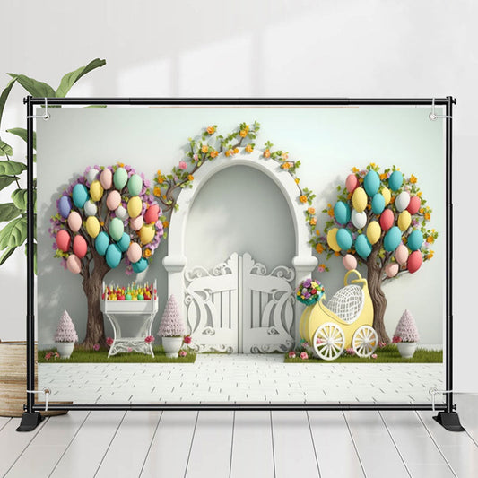Lofaris Floral Balloon Tree White Door 1st Birthday Backdrop