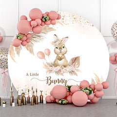 Lofaris Floral Bunny Boho Girls Round Baby Shower Backdrop