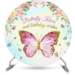 Lofaris Floral Butterfly Kisses Round Backdrop For Birthday