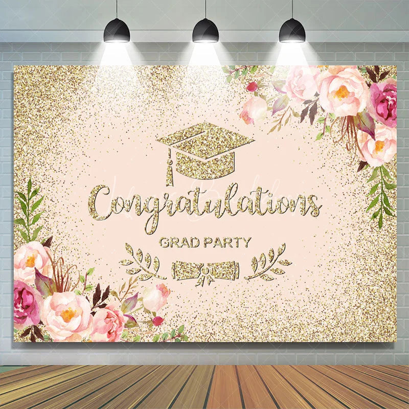 Lofaris Floral Congratulations Grad Party Backdrop For Girl