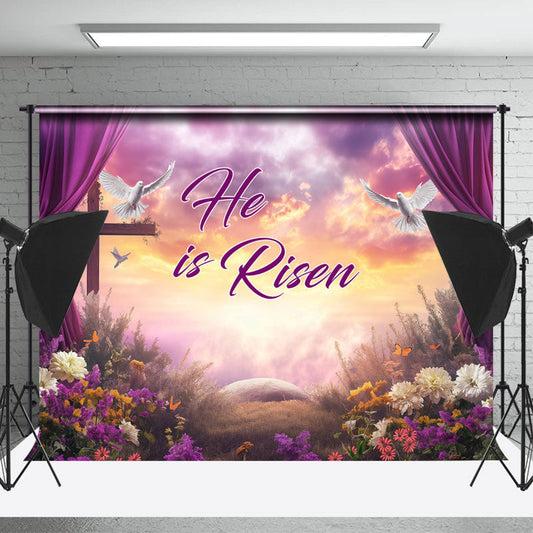 Lofaris Floral Curtain Corss Pigeon Photo Backdrop