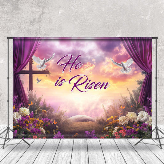 Lofaris Floral Curtain Corss Pigeon Photo Backdrop