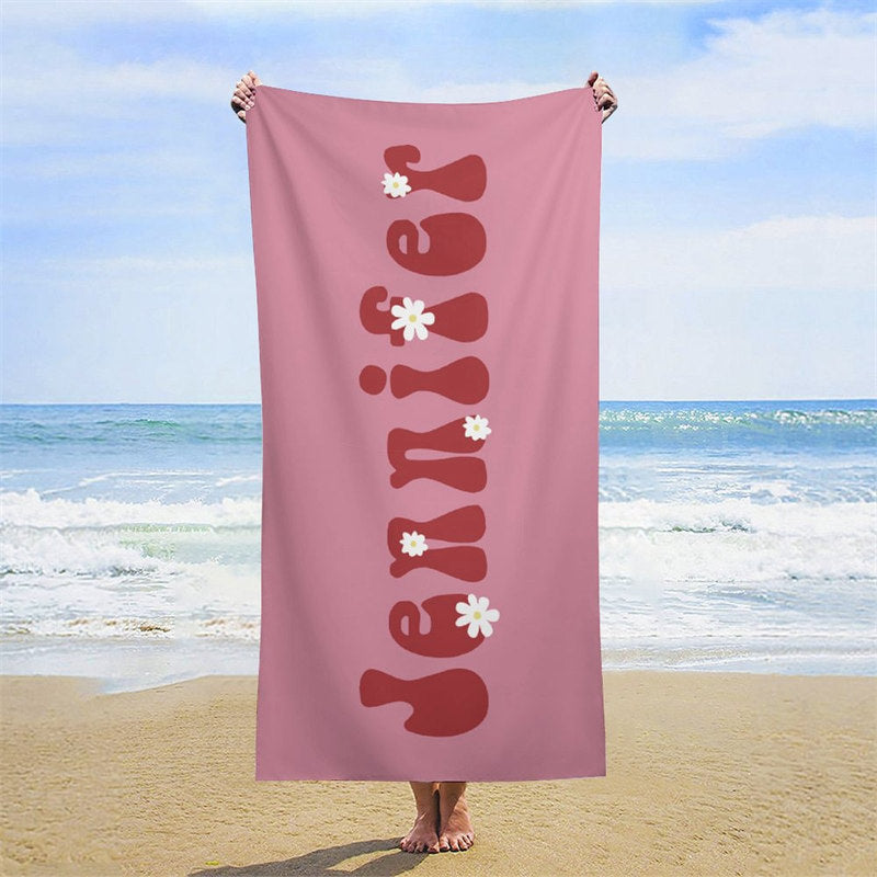 Lofaris Floral Custom Name Summer Beach Towel for Kids