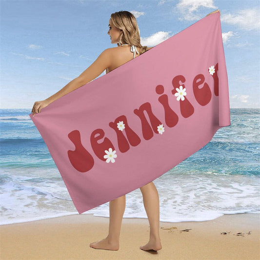 Lofaris Floral Custom Name Summer Beach Towel for Kids