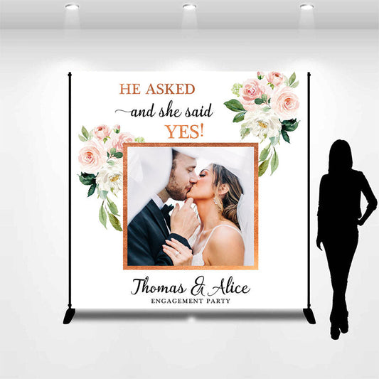 Lofaris Floral Custom Photo Engagement Wedding Backdrop