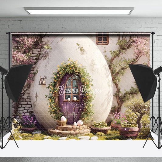 Lofaris Floral Egg House Brick Wall Easter Backdrop For Photo