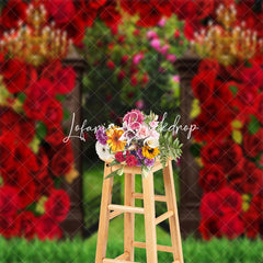 Lofaris Floral Elegant Gate Grass Spring Photoshoot Backdrop