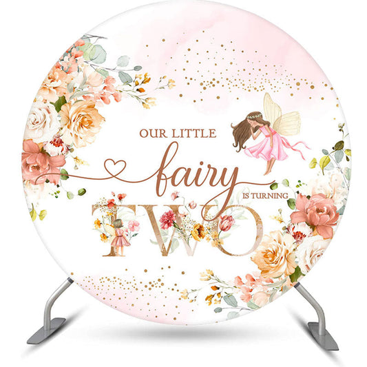 Lofaris Floral Fairy Round 2nd Birthday Backdrop For Girls