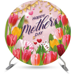 Lofaris Floral Gold Ribbon Gift Round Mothers Day Backdrop