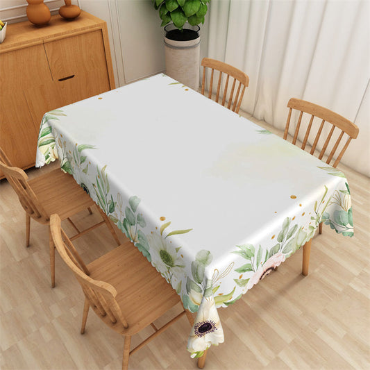 Lofaris Floral Green Leaves Pattern Rectangle Tablecloth