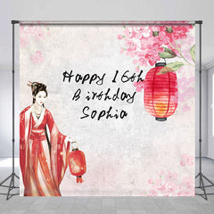 Lofaris Floral Hanfu Lanterns Custom 16th Birthday Backdrop