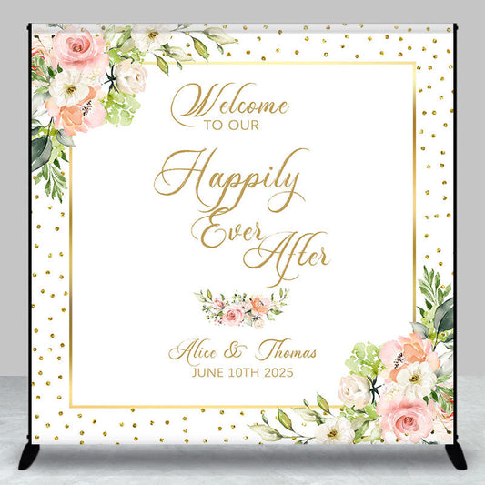Lofaris Floral Happily Ever After Custom Wedding Backdrop